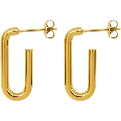 2021 New 316L Stainless Steel Gold Party Jewelry Accessories Geometric Small Hoop Stud Earrings For Women Waterproof