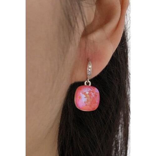 11.11 Square Hoop Earrings for Women Party High Quality Girls Dangle Earings made with Austrian Crystal Christmas Bijoux Gift