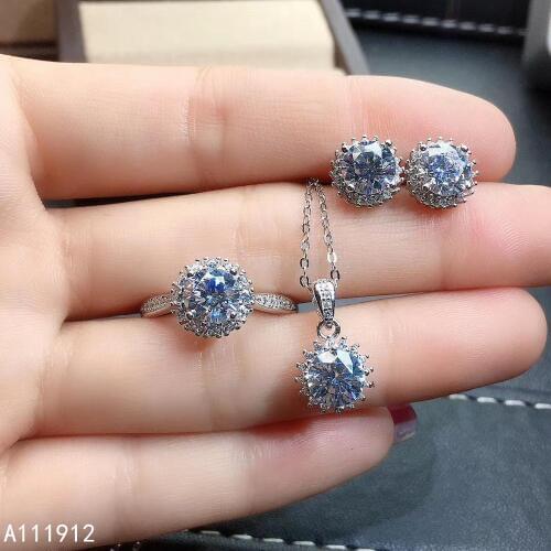 KJJEAXCMY fine jewelry natural Mosang Diamond 925 sterling silver women pendant necklace earrings ring set support test classic