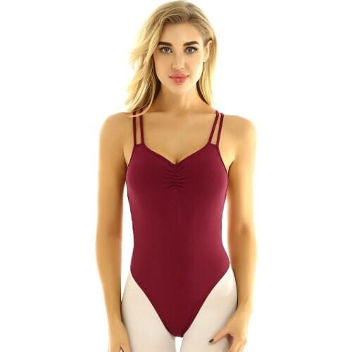 Women Dance Wear Built-in Bra Bodysuit Professional Ballet Leotard Sports Adult Gymnastics Leotards Stage Performance Costume