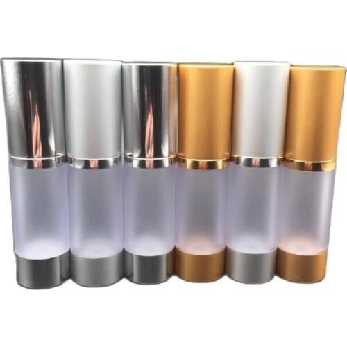 15ML silver gold frosted airless bottle lotion emulsion serum liquid foundation recovery complex whitening essence skin packing