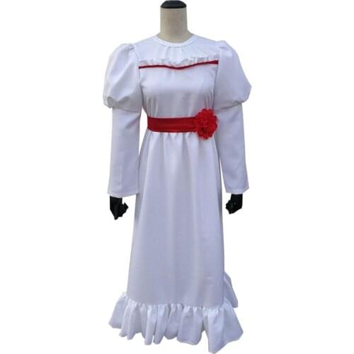 2019 Movie Annabelle Cosplay Costumes Halloween White Dress