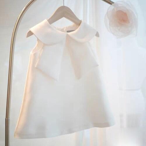 2021 White Fashion simplicity baptism dress for baby girl christening Wedding party Dress for kid princess Children Summer Frock