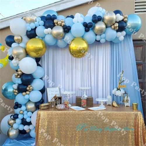 256pcs Birthday Baby Shower Decoration Boy Bay Navy Blue Balloons Garland Arch Kit Sliver Globos Metalicos Party Decorations Set