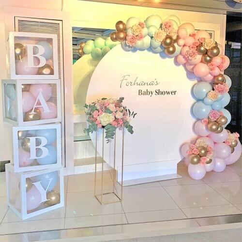 30*30cm a-z letters box colorful balloon filled custom diy put together letters transparent box birth day party oneyearold baby