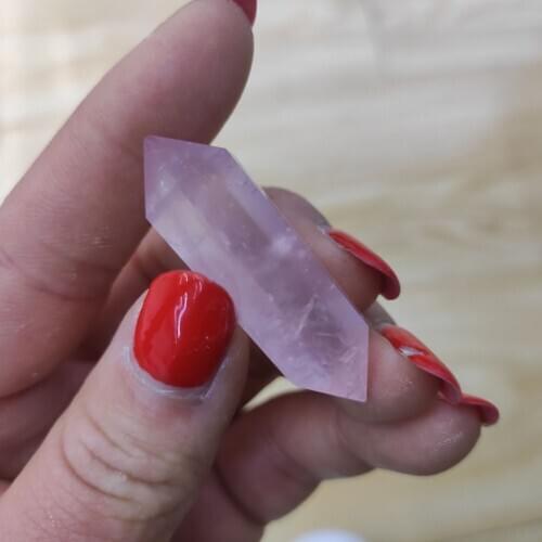 4-5cm Natural Rose Pink Crystal Quartz Double Pointed Obelisk Specimen