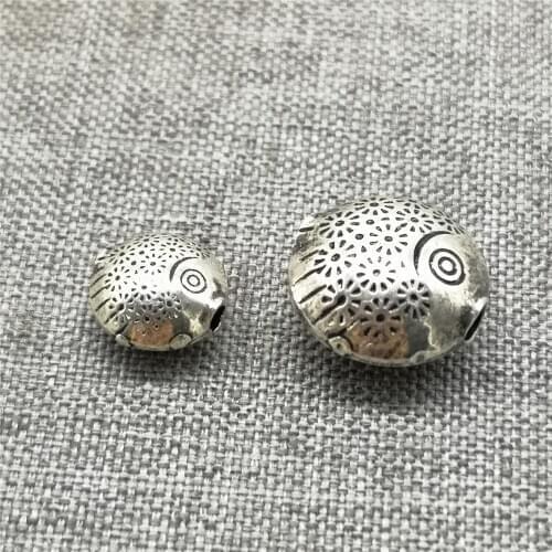 4 Pieces 925 Sterling Silver Daisy Flower Fish Bead 2-Sided for Bracelet