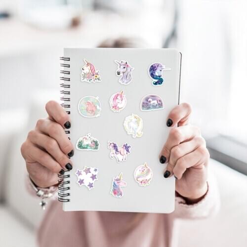 50 Pcs Waterproof PVC Decorative Stationery Stickers For Cute Colorful Glitter Unicorn Stickers Laptops Notebook Skateboard