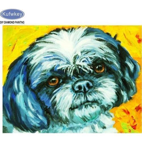 Pet Diamond Painting Full Square/round drill Mosaic shih tzu painting Rhinestone of Picture 5d diy Diamond Embroidery Home Decor