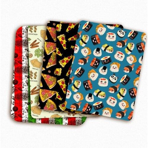 Designer Fabric for Dress Polyester Cotton Fabric for Sewing Pizza Foods Printed Cloth Sheet DIY Craft Supplies 45*145cm 1pc