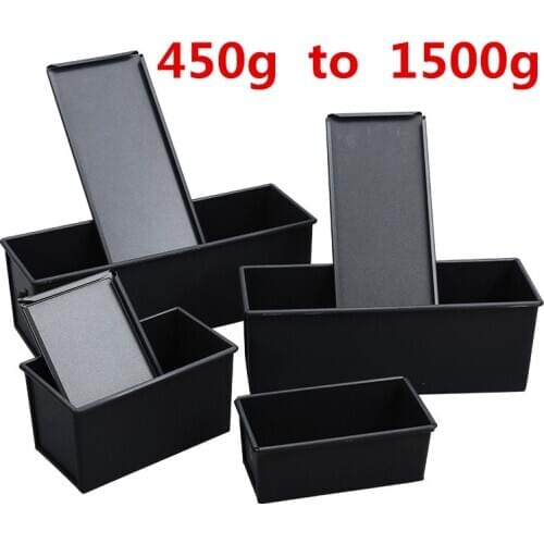 Black Non-Stick Bread Loaf Meatloaf Pan Box With Lid Iron Toast Mold Kitchen Bakeware Bread Loaf Pate Toast Cakes Baking Tool