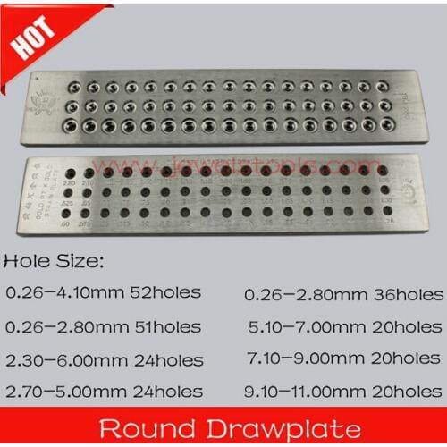 Round Shape Tungsten Carbide Drawplate,Various models,0.26-4.10mm,2.30-6.00mm,5.10-7.00mm,Hole number 20-52,Jewelry Making Tools