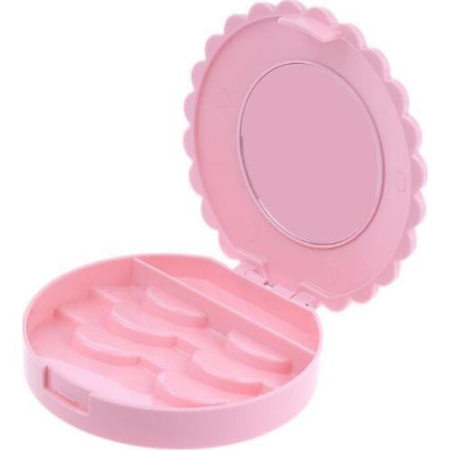 New Flower Lovely False Eyelash Storage Box Makeup Cosmetic With Mirror Case Organizer Bownot Beauty Comestics Tool Plastic SN