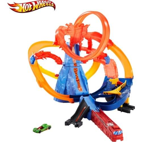 Hot Wheels Volcano Themed Roundabout Track Volcano Escape Car Track Connectable Track Toy for Kids Children Birthday Gift FTD61