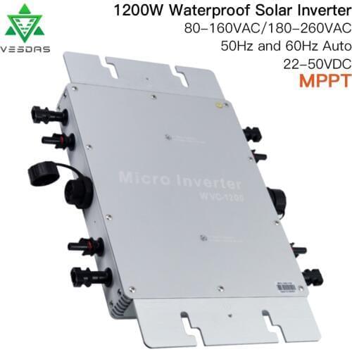IP65 on Grid Tie Inverter 1200W MPPT Smart Micro Solar inverter pure sine wave inverter Board DC 22-50V to 80-260VAC for Solar