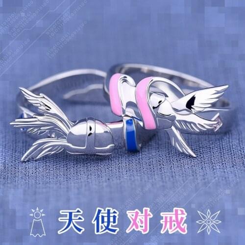 Angel Ring Anime Digimon Adventure Angemon Angewomon Cosplay S925 Silver Finger Ring Men Women Adjustable Jewelry Gift