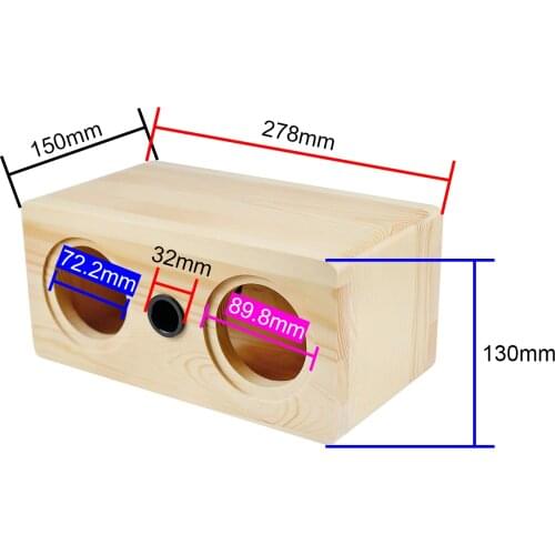 Solid Wood Empty Cabinet Home Theater Center Surround Mini Speaker, Dual 3-inch Full-range Speakers DIY 1PC