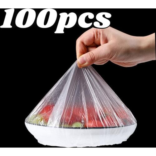 100pcs/bag Fresh-keeping Cover Reusable Food Storage Covers Bags Bowl Stretch Cover for Refrigerator Food Fruits Vegetables