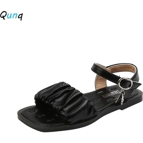 Qunq Summer Girls Sandals Solid Color Sweet Children Princess Shoes for Girls Toddler Teens Jelly Bottom Soft Kids Sandals