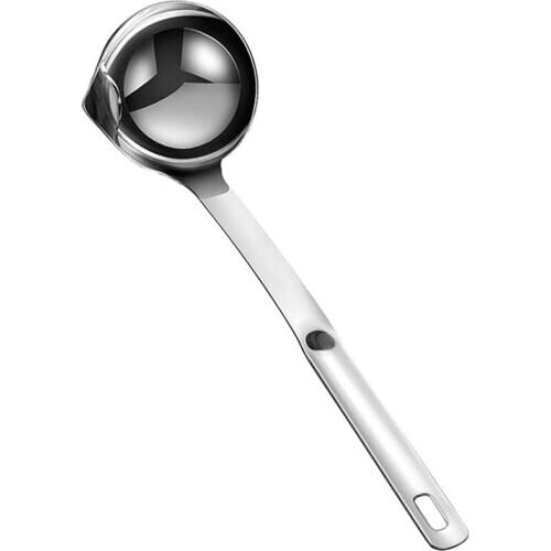 Oil Seperator Spoon, Stainless Steel Oil Filter Spoon Soup with Long Handle Oil Soup Cooking Strainer Filter Soup Ladle