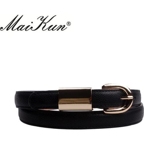 Maikun Belts for Women Golden Pin Buckle Women Belt PU Leather Belt Female Belts for Jeans
