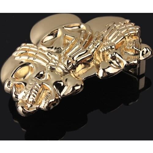 Fashion skull belt buckle metal zinc alloy mens casual buckle gold and silver mens retail buckle belt accessories