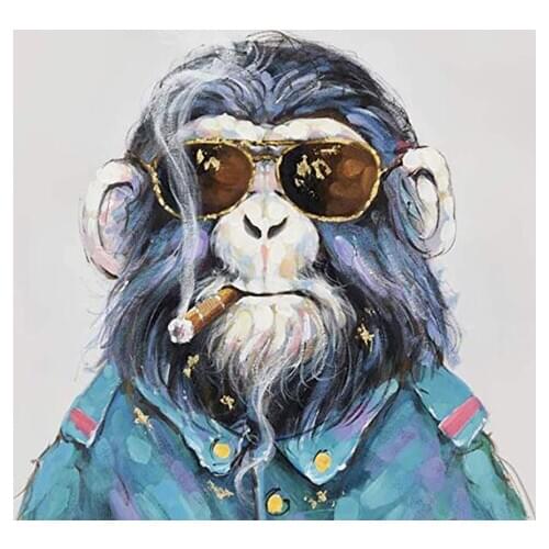 Cartoon Gorilla Smoking Monkey Diamond Painting Round Full Drill Nouveaute DIY Mosaic Embroidery 5D Cross Stitch Animal Pattern