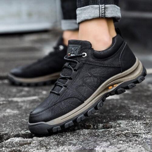 Men Casual Shoes Winter Leather Ankle Boots Outdoor Waterproof Work Tooling Mens Hiking Boots Men Fashion Sneakers Zapatos