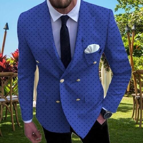 Mens Suit Men 2 Piece Jacquard Wedding GroomsmenDouble Breasted Fashion Shawl Lapel Tuxedos Slim Fit Blazer Jacket Custom Size