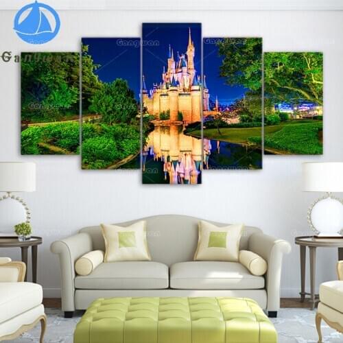 5 pcs diy diamond painting Castle landscape full square round mosaic embroidery Muslim church building multi-picture home decor