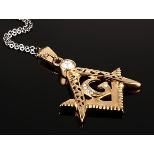 Wholesale 10pcs/lot Stainless steel Freemason Masonic Freemasonry Metal Crafts Gifts Enamel Necklace Pendants Necklaces included