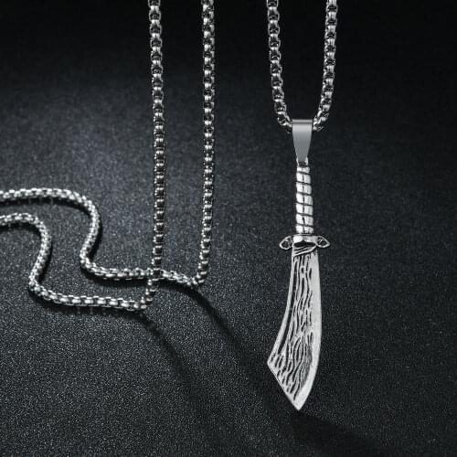 New Fashion Broadsword Pendants Weapon Stianless Steel Long Chain Punk Rock Biker Necklace Jewelry Gift For a Man