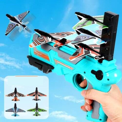 Foam Aircraft Launcher Bubble Catapult Plane Toy Airplane Toys Kids Ejection Gun Shooting Game Outdoor Sport Toys Glider Model