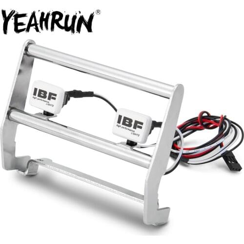 YEAHRUN Stainless Steel Anti Collision Front Bumper with LED Light for Ford Bronco Traxxas TRX4 1/10 RC Remote Control Car