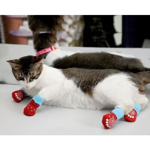 Dropshipping Pet Clothes Hot Selling New Arrival Cute 4Pcs Cute Puppy Dogs Pet Knits Socks Anti Slip Skid Bottom Pet Supplies