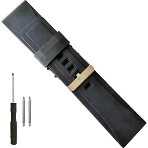 28mm Silicone Rubber Watch Band Soft Black Strap for Mens Casual Watches