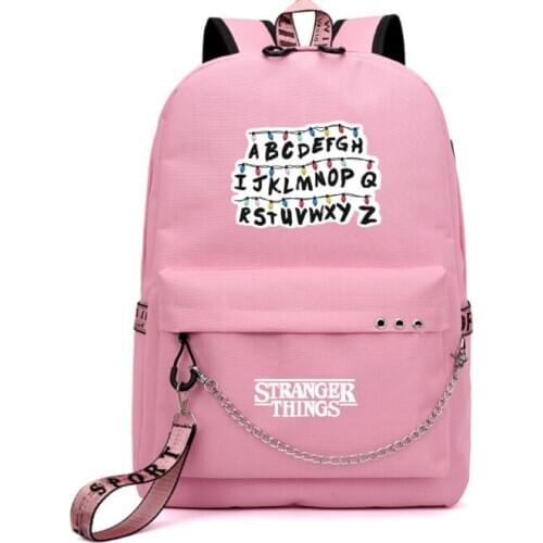 Fashion Backpacks Girls Stranger Things Pink/Black School Bag Students Back to School Shoulders Backpacks Casual Bags