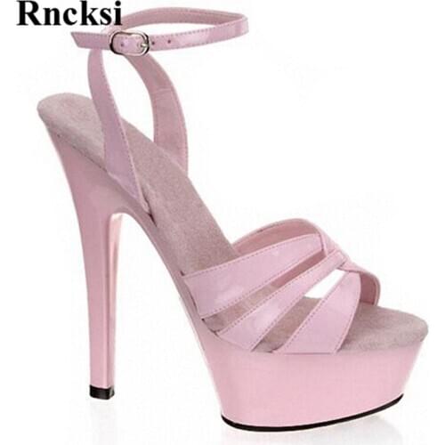 Rncksi Sexy With Straps Women Shoes 15CM High Heel Platforms Pole Dance/Performance Star Model Sandals Party Wedding Sandals