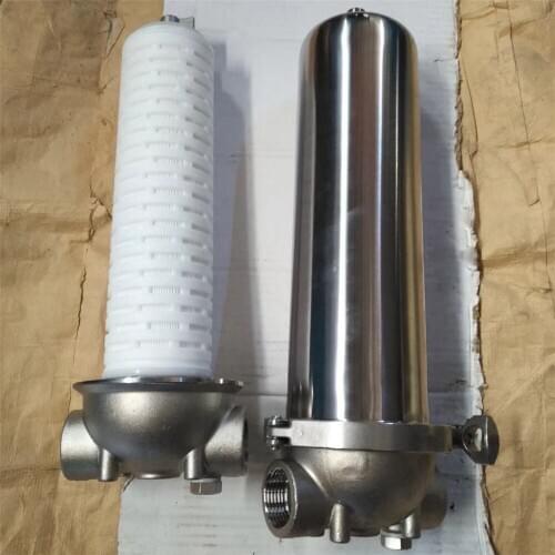 SS304 Front Filter Sanitary Filter 5"/10"/20" DN15/DN20/DN25 Liquid Water Oil Juice Pre-Filter PP/Wire-Wound Filter Element