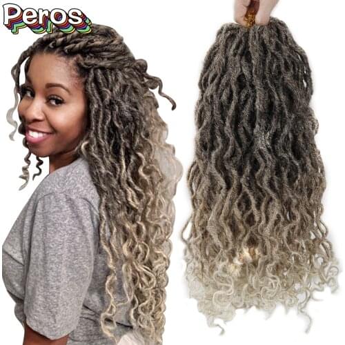 Synthetic Braiding Hair Faux Locs Crochet Braid Hair 8 &18 Inch 30 & 20 Roots/Pack Goddess Twist Hair Natural Curly Dreadlocks