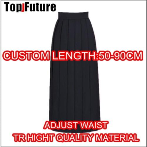 SUPER LONG Japanese School Uniforms Girls Color Pleated JK Suit Black Navy High School Student Girls Academy Style Long Skirt