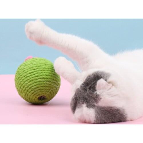 Creative Interactive Cat Toy Sisal Cat Grabbing Cactus Ball Toy Cat Chasing Catnip Funny Pet Kitten Ball Toy Cat Supplies