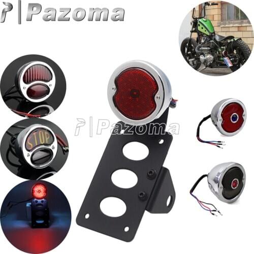 Universal Side Mount License Plate Bracket Tail Brake Stop Taillights for Harley Bobber Cafe Racer XS650 CB XL Rear Light