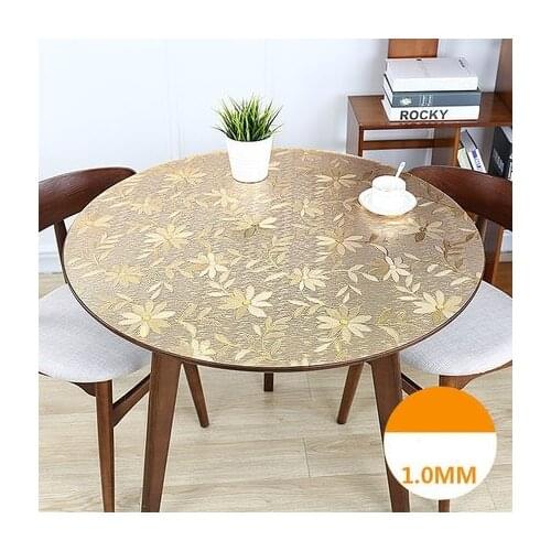 Waterproof kitchen pattern oil tablecloth glass soft cloth 1.0mm Round tablecloth Table Cover with pattern 1.0mm mat