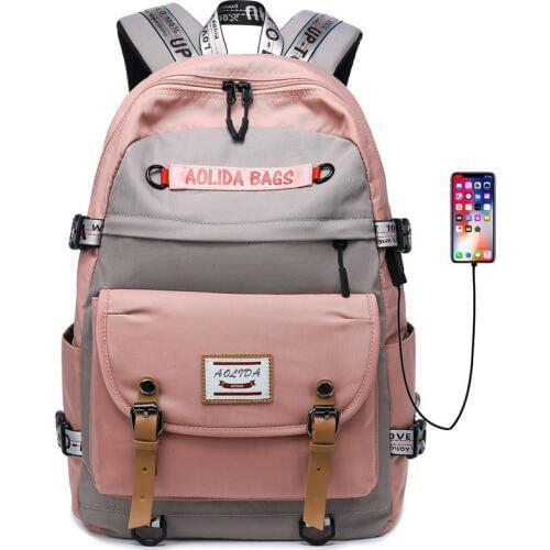 Women School Backpacks Anti Theft USB Charge Backpack Female Laptop Bagpack School Bags For Teenage Girls Mochila Travel Bag