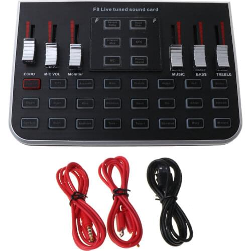1 Set F8 Live Sound Card English Version 6 Modes Voice Mixer Microphone Webcast Entertainment Streamer for Phone PC