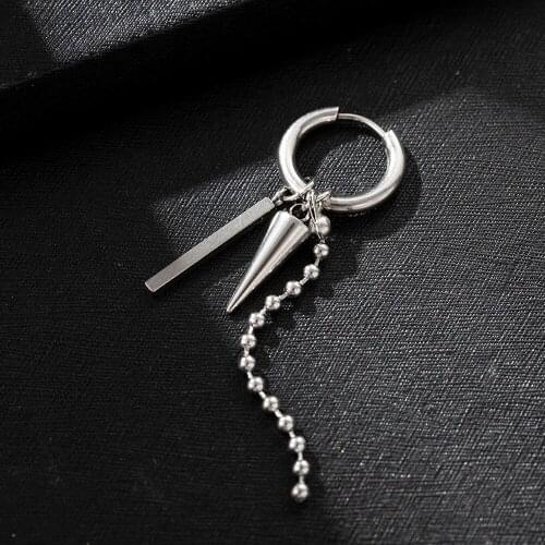 1pcs Bulletproof Youth League Star with Pointed Bead Chain Earrings for Men and Women with Stainless Steel Piercing Ear Clips