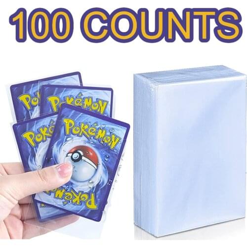 100 Counts Pokemon Card Sleeves Transparent Protector Card Playing Game GX VMAX Yugioh Pokémon Case Holder Folder Kids Toy Gift