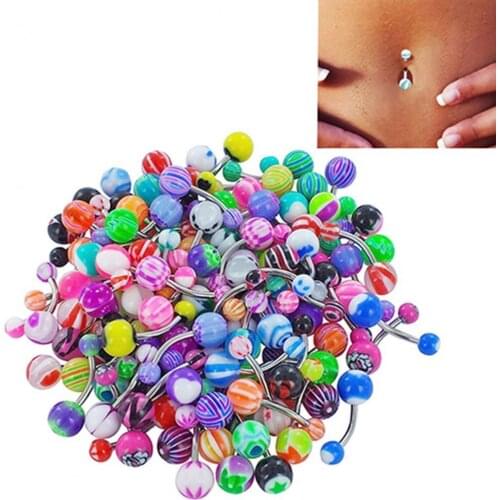 30 Pcs/set Colorful Sexy Belly Bars Body Piercing Button Ring Navel Barbell Jewerly Lip Piercing Unisex Fashion Jewelry