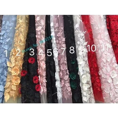3d flower embroidered beaded tulle lace fabric fashionable african net lace fabric BZL-61611 for wedding dress